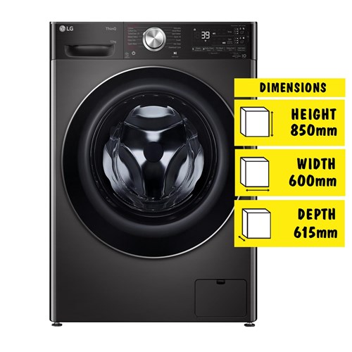 LG WV10-1412B Series 10 12kg Autodose Front Load Washing Machine (Black)