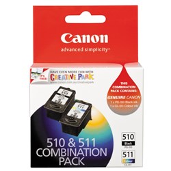 Canon Pixma Printer Ink Cartridge Combo Pack - PG510 (Black) and CL511 (Colour)