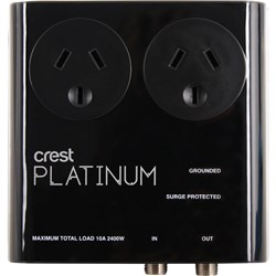 Crest Platinum 2 Socket Protector w/ TV Antenna Protection Power Adaptor