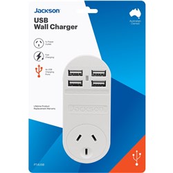 Jackson Fast Charge Adaptor w/ 1 x Power Socket. 4 x USB-A Outlets