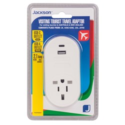 Jackson Inbound Travel Adaptor with USB for plugs from UK. Hong Kong. USA. Japan and more
