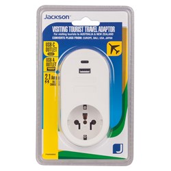 Jackson Inbound Travel Adaptor with USB for plugs from Europe. Bali. USA. Japan and more
