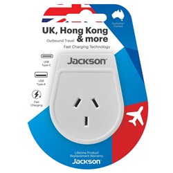 Jackson Outbound Travel Adaptor USB-A & USB-C (UK HK SG more)