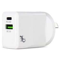 Gecko 20W PD Dual USB-C & QC3.0A Wall Charger