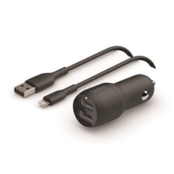 Belkin BoostUp Charge Dual USB-A Car Charger with 1M USB-A to Lightning Cable