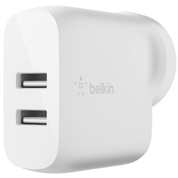Belkin BoostUp Charge 24W Dual USB-A Wall Charger (White)