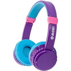 Moki Play Safe Bluetooth Volume Limited Kids Headphones (Purple/Aqua)