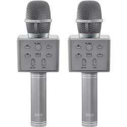 XCD Bluetooth Karaoke Microphone with Voice Changer (Metallic Grey) [2 Pack]