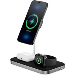 ALOGIC MagSpeed 3-in-1 Wireless 15W Charging Station with 20W Wall Adapter (Black)