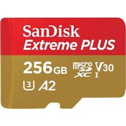 SanDisk Extreme PLUS microSDXC 256GB 200MB/s Memory Card [2022]