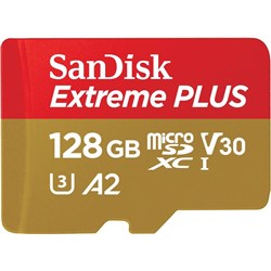 SanDisk Extreme PLUS microSDXC 128GB 200MB/s Memory Card [2022]