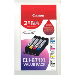 Canon Pixma CLI671XL High Capacity Ink Cartridge (Value Pack)