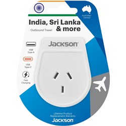 Jackson Outbound Travel Adapter with USB-C India Slim