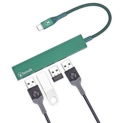 Bonelk Long-Life USB-C to 4 Port USB 3.0 Slim Hub (Green)