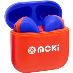 MokiPods Mini TWS Volume Limited In-Ear Headphones for Kids (Red/Blue)