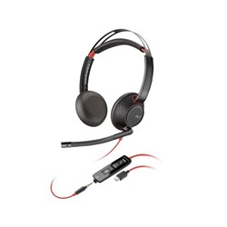 HP 8X231AA Poly Blackwire 5220 Stereo USB-C Headset +3.5mm Plug +USB-C/A Adapter
