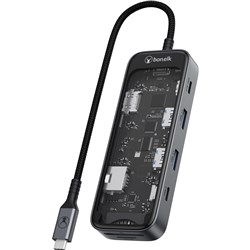 Bonelk Vision Long-Life USB-C to 8-in-1 Multiport Hub (SG/Clear)