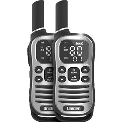 Uniden UH610 Max 1W UHF Handheld Radio with Voice Scramble (Grey) [2 Pack]