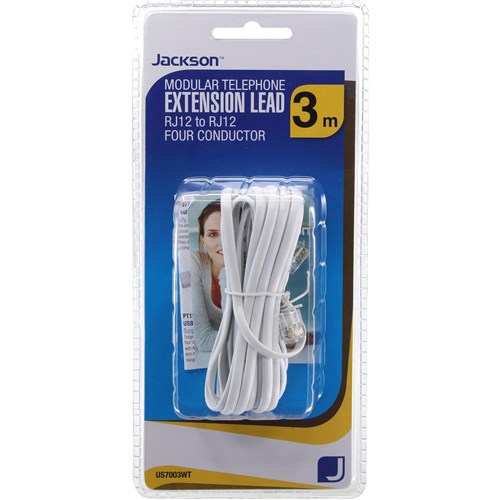 Jackson Modular Telephone Extension Lead 3m (White)