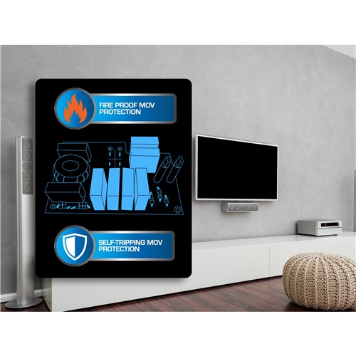 Crest Platinum 6 Socket 2 USB Equipment Protector w/ TV & Data Protection Power Board