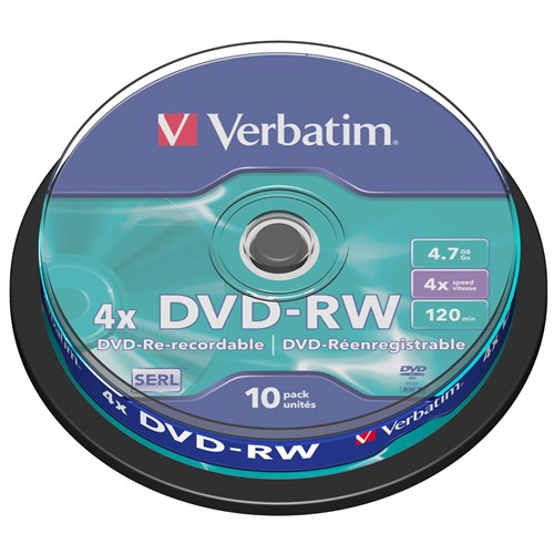 Verbatim 4.7GB Blank DVD-RW Media (10-Pack)