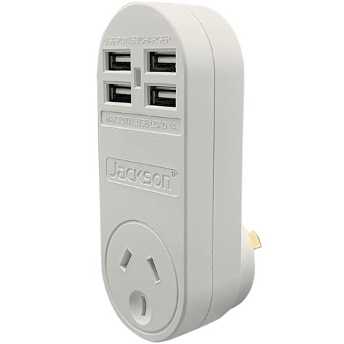Jackson Fast Charge Adaptor w/ 1 x Power Socket. 4 x USB-A Outlets