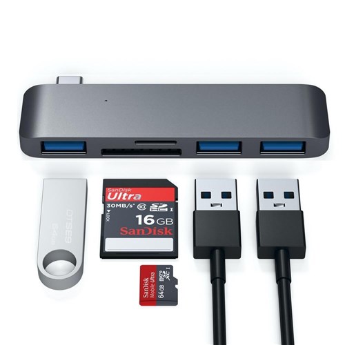 Satechi USB-C to USB 3.0 3-in-1 Combo Hub (Grey)