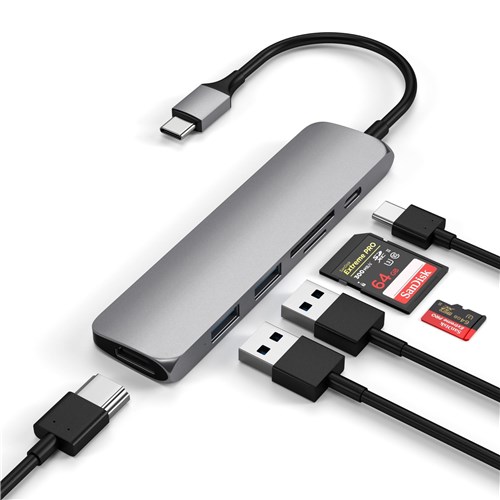 Satechi USB-C Slim Multi-Port Adapter V2 (Space Grey)