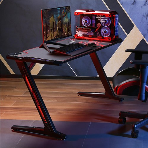 Eureka Ergonomic Z60 Gaming Desk with RGB Lights (Black)