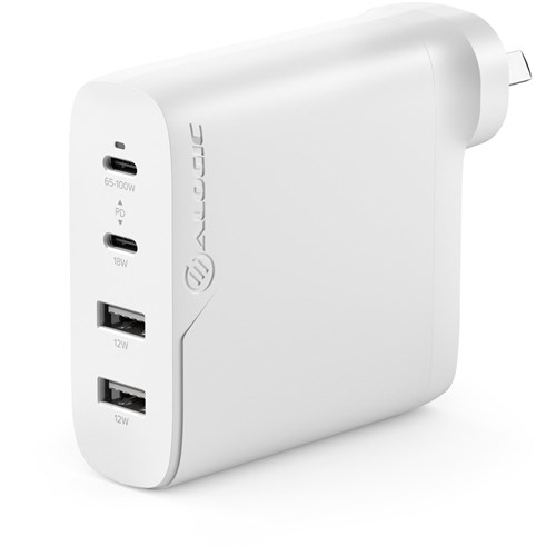 ALOGIC Rapid Power 4 Port 100W GaN Wall Charger w/ 100W USB-C Charging Cable