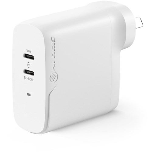 ALOGIC Rapid Power 2 Port 68W GaN Wall Charger w/ 68W USB-C Charging Cable