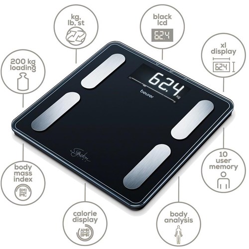 Beurer BF400B Signature Line Digital Glass Body Fat Scale (Black)