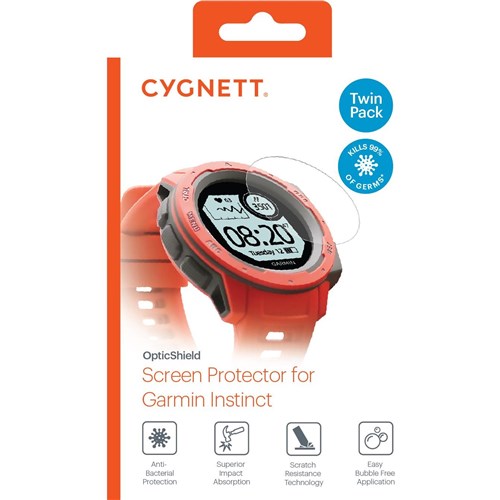 Cygnett OpticShield 2.5D Antibacterial Glass for Garmin Instinct (2 Pack)