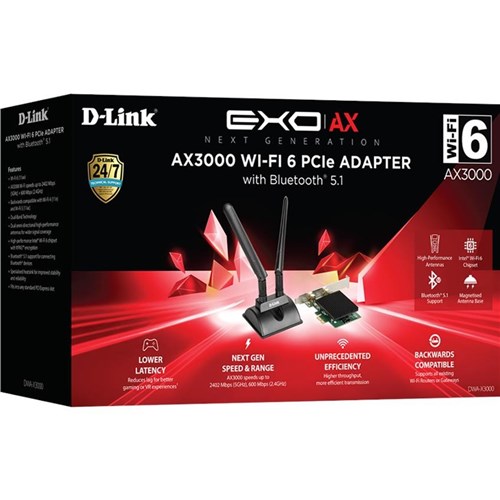 D-Link DWA-X3000 Wi-Fi 6 PCIe Adapter with Bluetooth 5.1