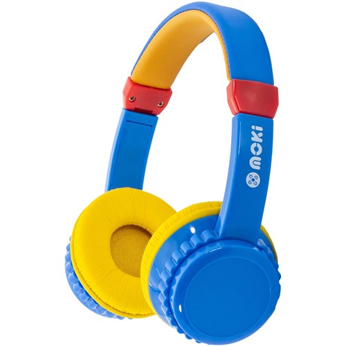 Moki Play Safe Bluetooth Volume Limited Kids Headphones (Blue/Yellow)
