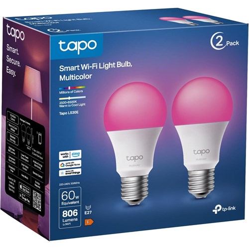 TP-Link Tapo Smart Wi-Fi Multicolour Bulb (E27) [2-Pack]