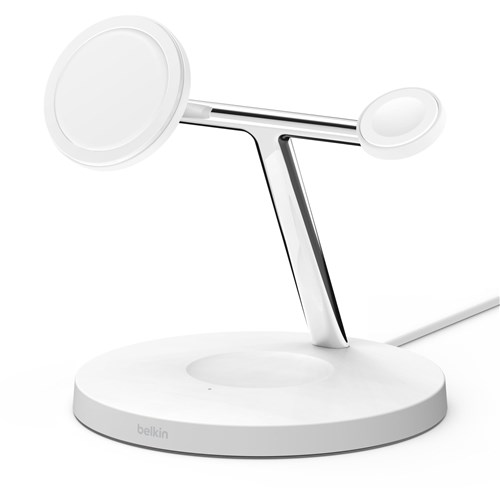 Belkin BoostUp Charge Pro 3-in-1 Wireless Charging Stand w/ MagSafe (White)