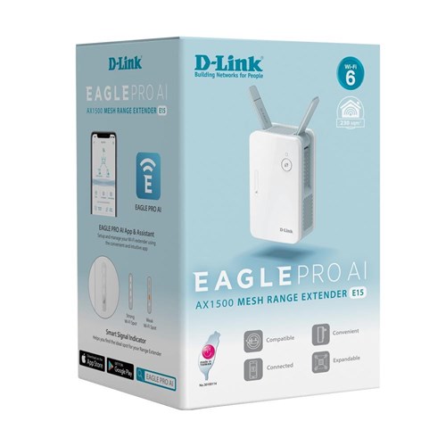 D-Link EAGLE PRO AI WiFi 6 AX1500 Mesh Range Extender - (E15) – D-Link  Systems, Inc