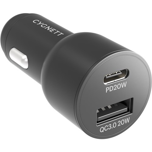 Cygnett CarPower 20W Dual Port USB-C/A Car Charger
