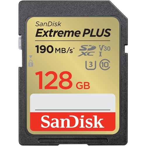 SanDisk Extreme PLUS SDXC 128GB 190MB/s Memory Card [2022]