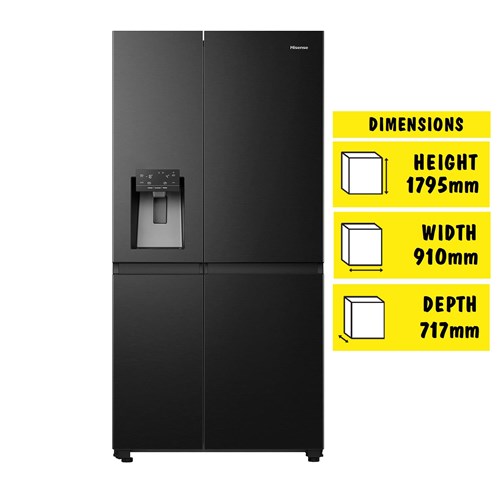 Hisense HRSBS632BW 632L Wi-Fi Side by Side Fridge (Black Steel)