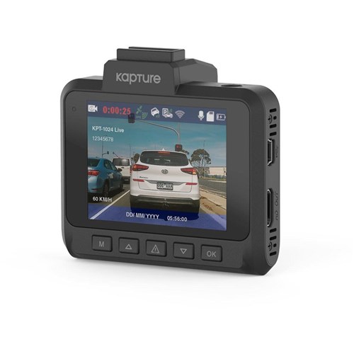 Kapture KPT-1024 FHD Front and Rear Dash Camera with 2.4' Screen Wi-Fi/GPS Logger