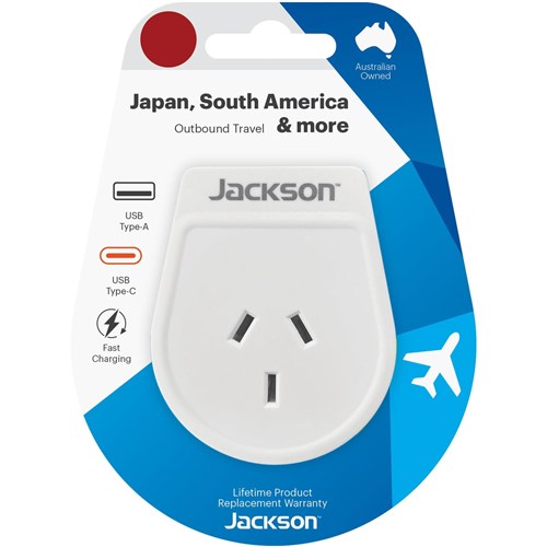 Jackson Outbound Travel Adapter with USB-C Japan Slim