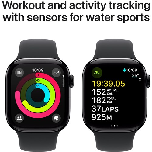 Apple Watch Series 10 42mm Jet Black Aluminium Case GPS Sport Band (M/L) [Black]