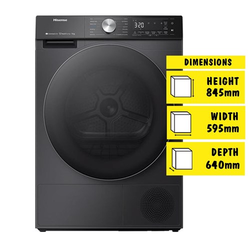 Hisense HDFS90HAB 9kg Series 7 Heat Pump Dryer (Charcoal Black)