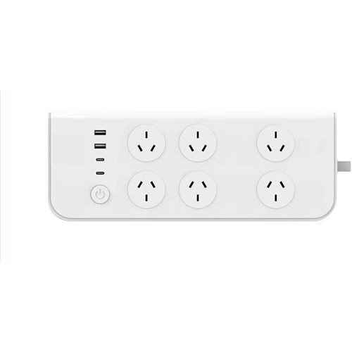 Brilliant Smart 6 Outlet Power Board with USB-A/C