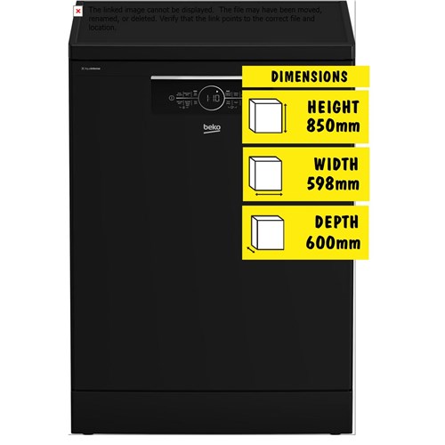 Beko BDFB1630B 16 Place Setting Freestanding Dishwasher (Glossy Black)