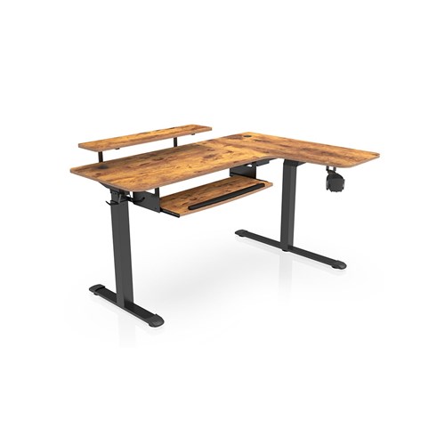 Eureka 60' L Shaped Electric Standing Rustic Brown Office Desk (Right Side)