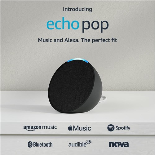 Amazon Echo Pop Compact Smart Speaker (Charcoal)