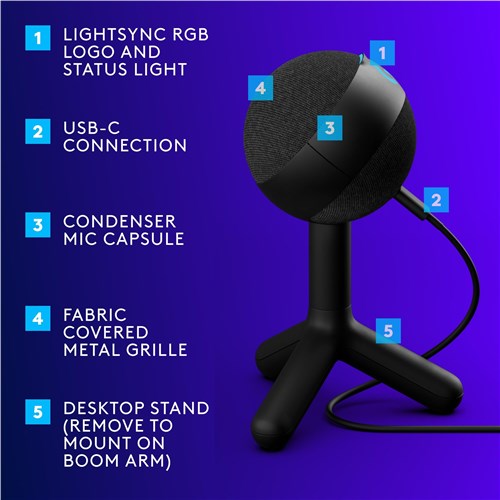 Logitech G Yeti Orb RGB Gaming Mic with LIGHTSYNC (Black)